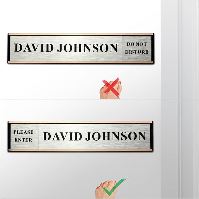 Custom Slider Sign for Door and Wall - 2 X 10 inch Custom Slider Sign for Home, Office, Hotels, Hospital, Conference Room, Slider Door sign with Aluminum Holder