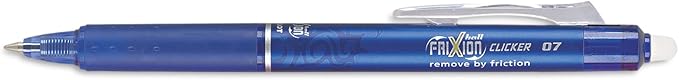 Pilot, FriXion Clicker Erasable Gel Pens, Fine Point 0.7 mm, Pack of 12, Blue