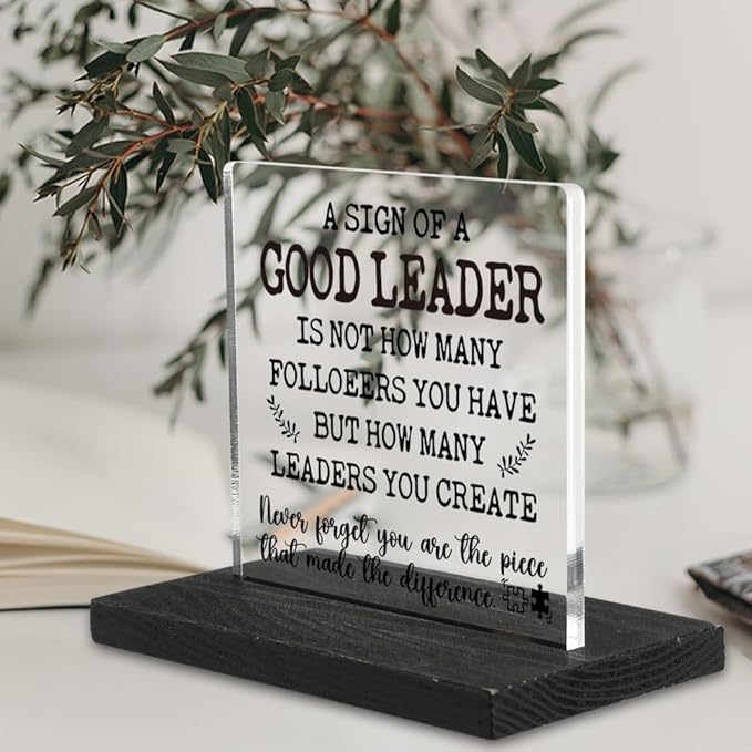Leader gifts for Women Men, Leadership Gifts for Women Managers, Thank You Appreciation Gifts for Leader Mentor Boss Team Leader, Office Home Best Leader Gifts Decorative Signs-DX331