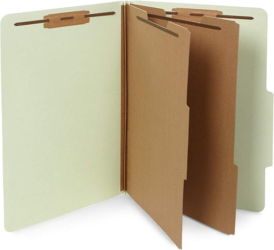 10 Legal Size Classification Folders - 2 Divider 2 Inch Tyvek Expansions - Durable 2 Prongs Designed to Organize Standard Law Client Files, Office Reports - Legal Size, 10 Folders (Gray Green)