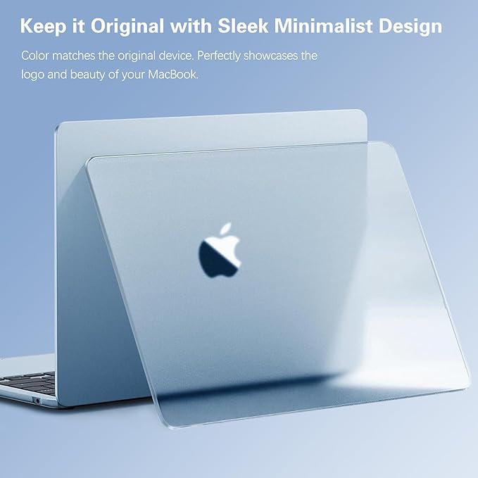 KEROM SkyBlue Case for MacBook Air 13 inch 2025-2022 M4 M3 M2 A3240 A3113 A2681, MacBook Air M4 13 inch Case, Frosted Matte Plastic Hard Shell & Keyboard Cover for Mac Air 13.6 inch, Sky Blue Clear
