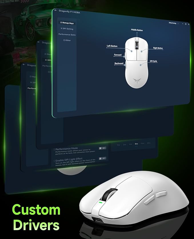 VGN F1 MOBA Wireless Gaming Mouse - Ultralight 55g - Wireless & Wired Mode - 26000 Adjustable DPI - 1000Hz Polling Rate - 200 Hours Battery - Programmable Buttons - Esports Professional Grade - USB-C