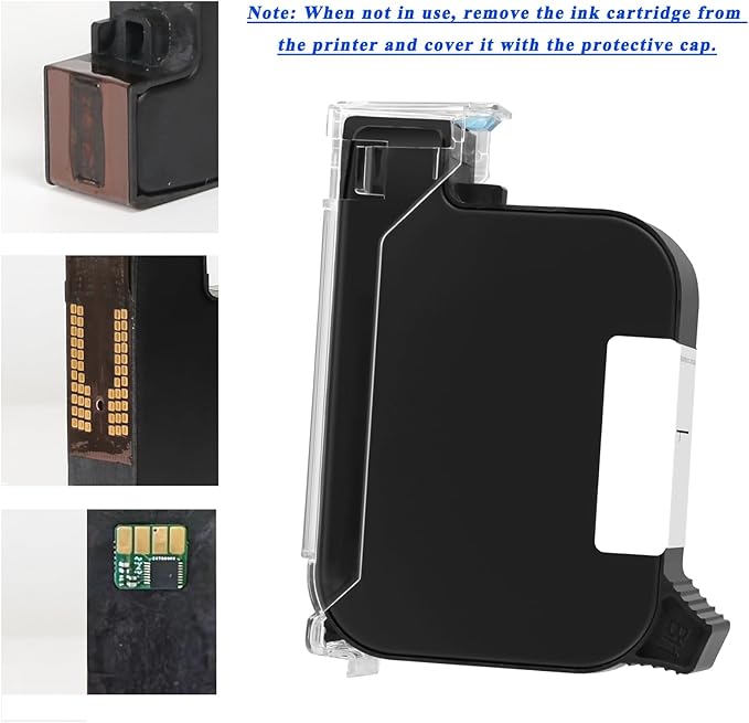 Original Ink Cartridge for 1580P1 Handheld Inkjet Printer, Quick-Drying Ink Replacement 42ml, Black Inkjet Ink Cartridge for Handheld Printer, Inkjet Coder Cartridge for Various Materials