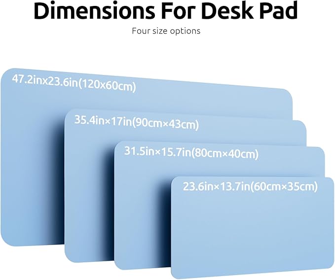 YSAGi Leather Desk Protector, Office Mat, Large Mouse Mat, Non-Slip PU Leather Blotter, Laptop Pad, Waterproof Writing Pad for Office and Home (Baby Blue, 23.6" x 13.8")