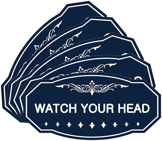 Signs ByLITA Victorian Watch Your Head Sign (Navy Blue/White) - Medium 5 Pack