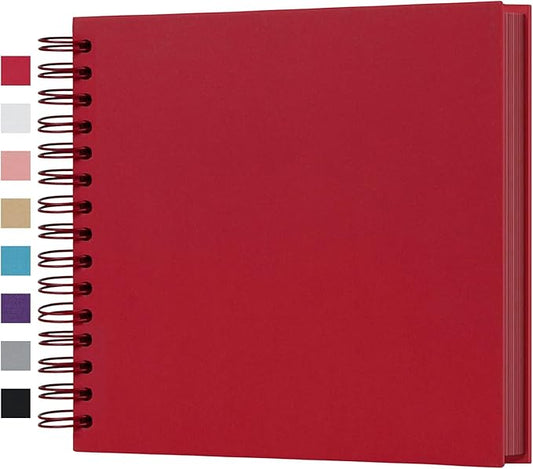 potricher 8 x 8 Inch DIY Scrapbook Photo Album 80 Pages Thick Kraft Blank Red Paper Memory Book for Wedding and Anniversary Family (Red, 8 Inch)