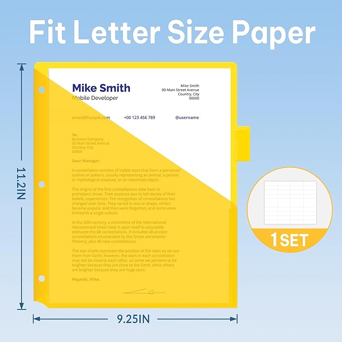 SUNEE 8 Tab Dividers with Pockets, Plastic Dividers for 3 Ring Binder, Subject Dividers with 2 Pockets, Binder Dividers for School Office Home Supplies, Multicolor, 2 Set