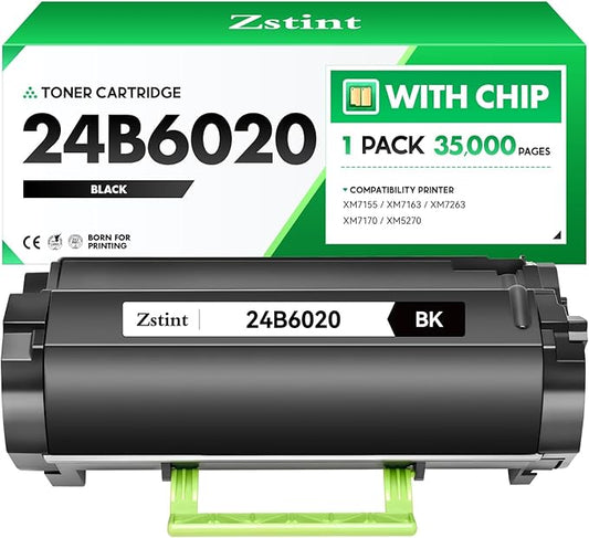 24B6020 Toner Cartridge Black with chip High Yield 1-Pack Replacement for Lexmark 24B6020 Toner Cartridges Compatible for Lexmark XM7155 XM7163 XM7263 XM7170 XM5270 Laser Printer Ink All-in-One
