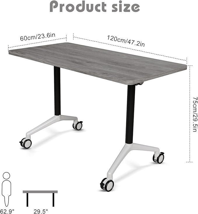 Conference Room Table with Flip-Top Design for Dynamic Meetings, Business Table Computer Desk with Heavy-Duty Frame,Foldable Seminar Meeting Tables for Home Office (6, B, 47.2IN)