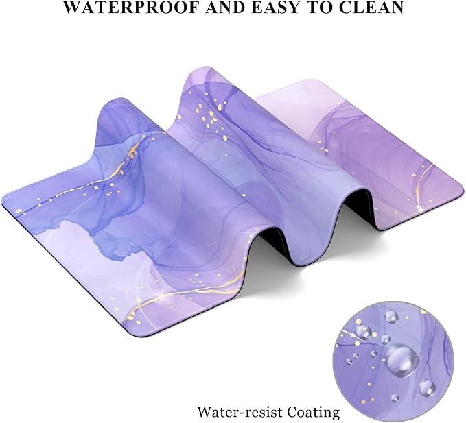 Desk Mat, 32" x 12" XXL Extended Large Gaming Mouse Pad, Desktop Decor Desk Pad, Cute Men Women Office Supplies and Accessories, XL Mouse Mat for Laptop & Keyboard, Minimalism Purple Marble