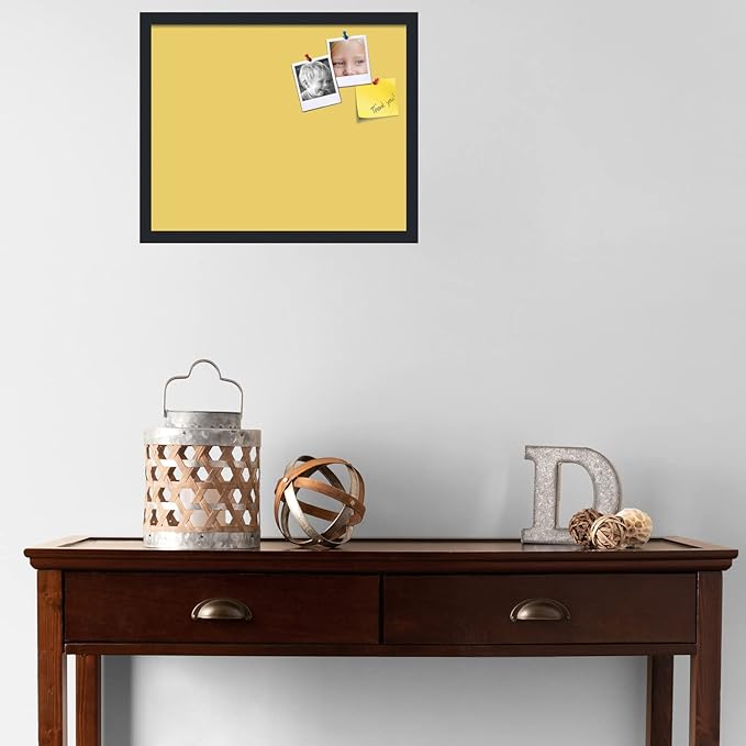 PinPix 21x17 Inch Cork Bulletin Board. This Decorative Framed Pin Board Comes with Honey Pastel Design and a Satin Black Frame. Ideal for Home Office Decor or Message Board (PinPix-1810)