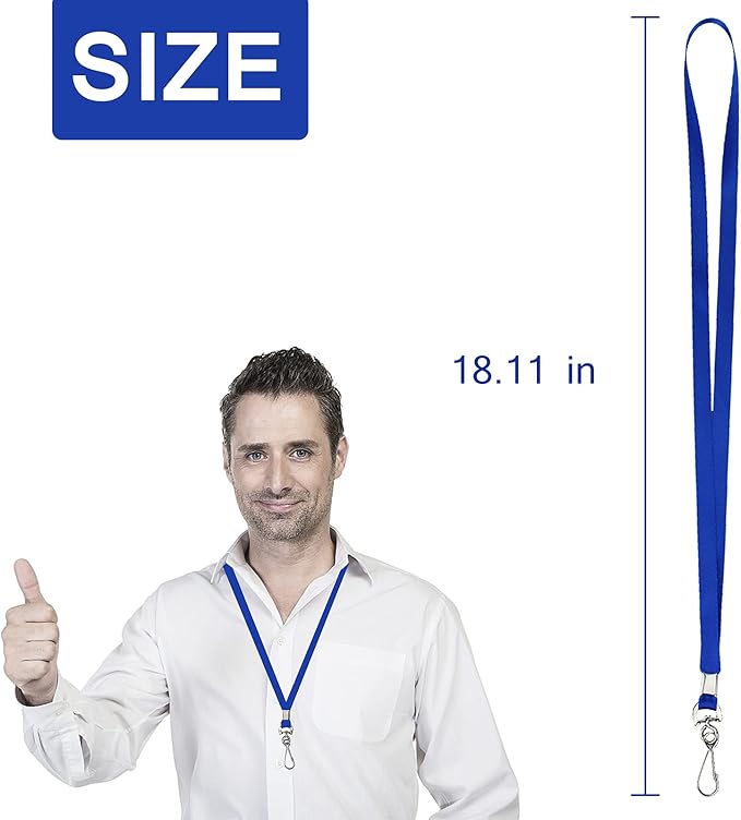Bulk Lanyards Lanyards for ID Badges,Lanyards with Swivel Hook Clips for Name Tag Lanyard ID Holder (Blue, 100 Packs)
