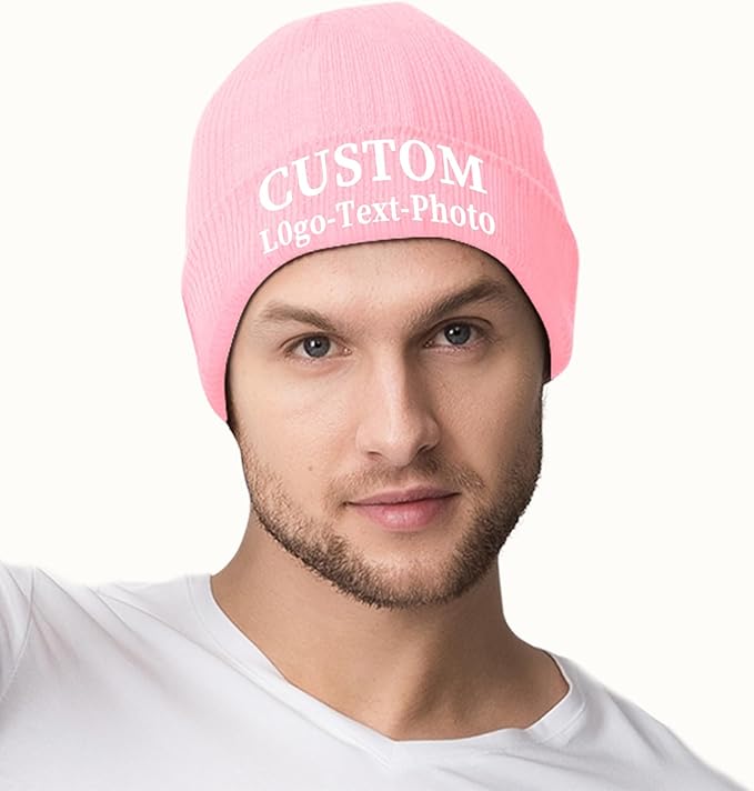 Custom Beanie for Men Women Bulk Custom Winter Hat Beanies with Logo Text Image Personalized Knit Hats Gifts for Business