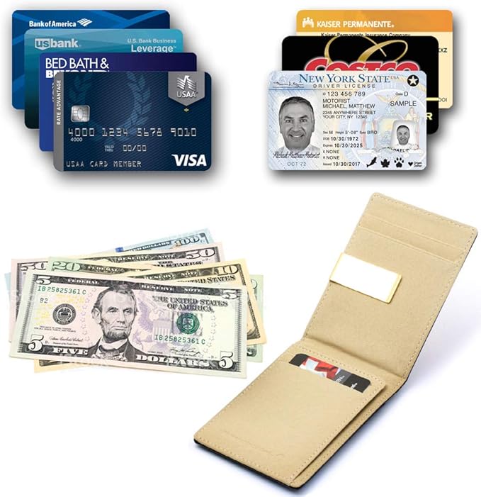 Free engraving - 24K Gold, Mens Leather Money Clips, Roller Ballpen, Ballpoint pen, Ball pen, Groomsmen Gift,Three Lines Each 20 Characters, Free Customization (NAVI)