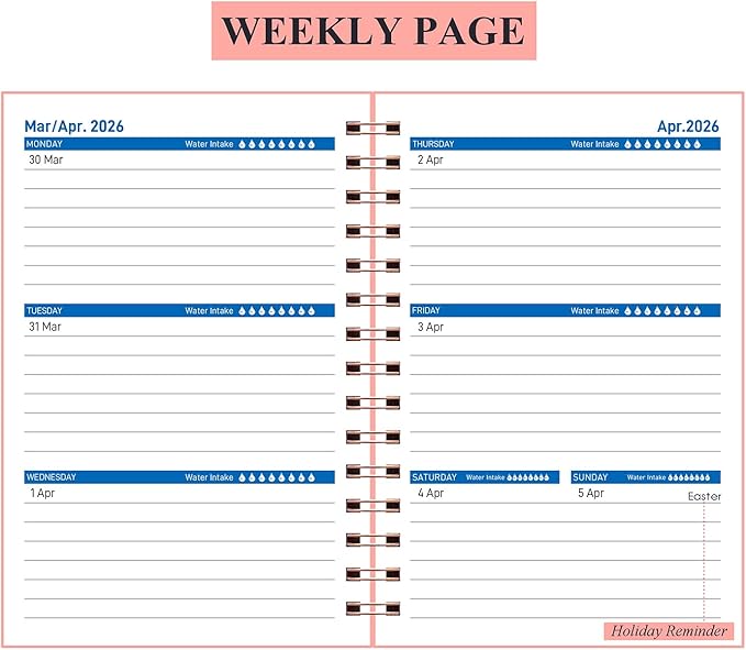 Daily Planner 2025-2026, Weekly and Monthly Planner 2025-2026 Academic Year, July 2025-December 2026 Calender Planner, 8.2"×5.5", 18 Months (JUL.2025-DEC.2026 Pink)