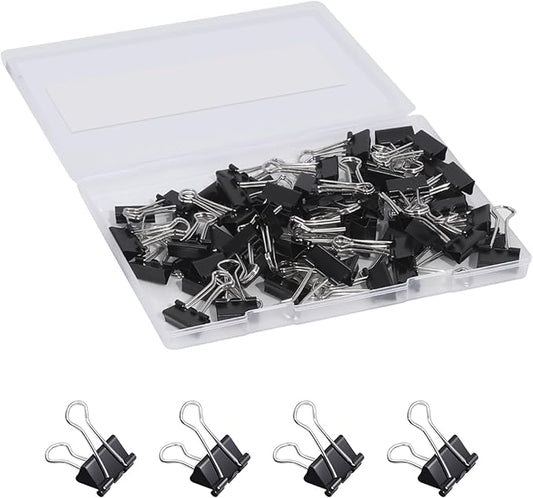 Ufmarine 60 Pcs Small Binder Clips 3/4 Inch Length, Black Small Paper Clips for Office, Standard Size