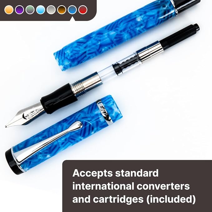 Conklin Duragraph Fountain Pen Ice Blue - Broad Nib, Elegant Writing Instrument with Cool Blue Finish