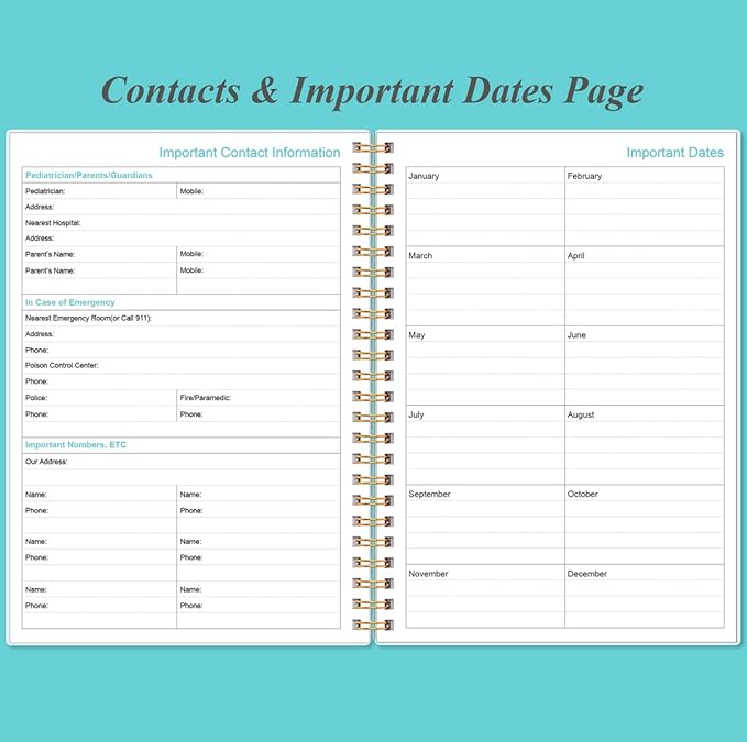 Baby's Daily Log Book - A5 Baby's Tracking for Newborns, 150 Easy to Fill Pages to Track and Monitor Your Newborn Baby's Schedule, Teal Flowers