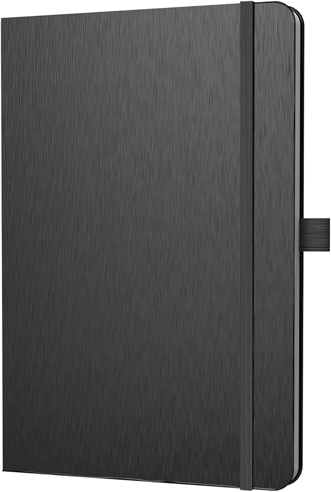 A5 Lined Journal Notebook, 7mm College Ruled Notepad, Journaling for Writing, Work, School, Travel and Note Taking, Hardcover 160 Pages (80 Sheets) 5.79 x 8.3 inches (Black)