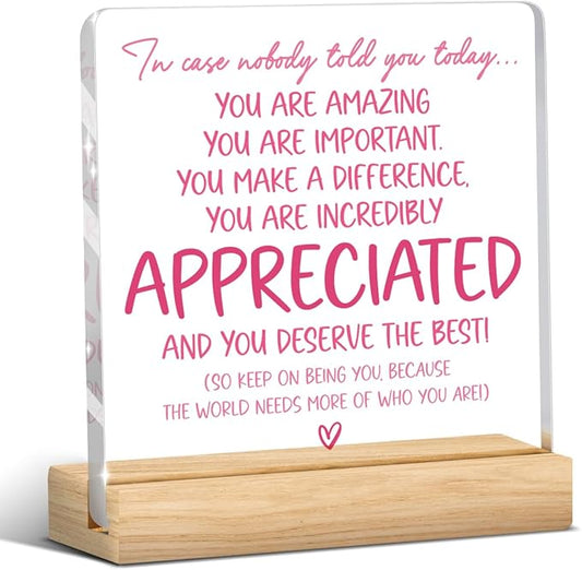 Preppy Coquette Gifts Inspirational Positive Affirmation Motivational Thank You Appreciation Sign Acrylic Sign Plaque Table Decorations for Home Office