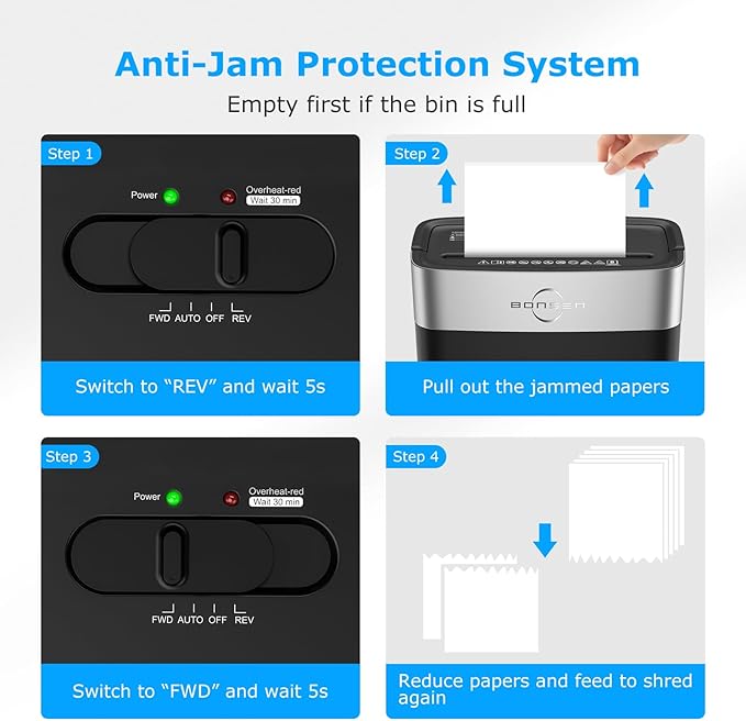 BONSEN Shredder for Home Office, 4 Gallons 8-Sheet Cross Cut Credit Card Shredder, Small Paper Shredder for Home Use, High Security Level P-4, ETL Certification (S3101)