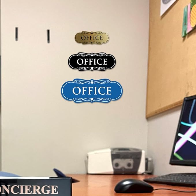 All Quality Designer Office Sign | Easy Installation - White - Small (1 Pack)