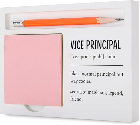 Vice Principal Gift Desk Organizer Funny and Heartfelt Note Pad Holder for Back to School Retirement Promotion, Appreciation Cool Assistant Principal Desk Decor XBCT4