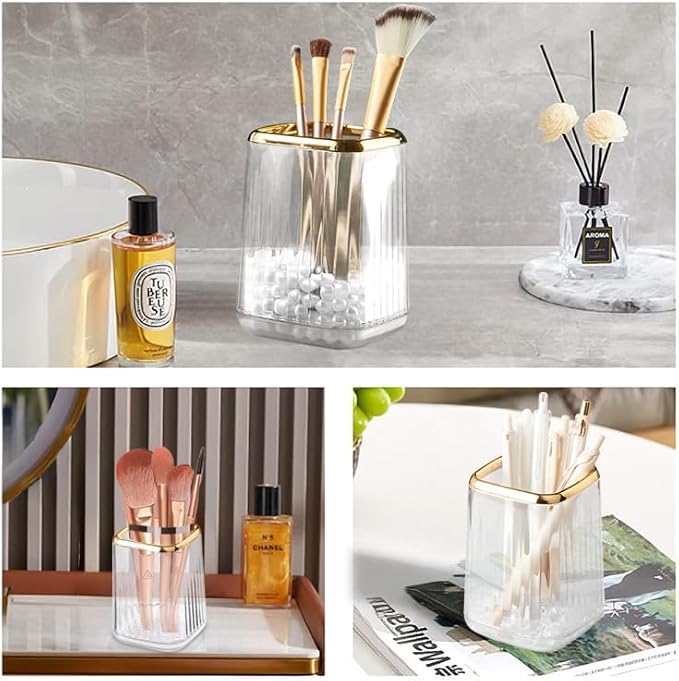 Clear Pen Holder for Desk,Pencil Holder,Makeup Brushes Cup, Desk Pen Pencil Organizer Desktop Supplies and Accessories for Women, Pen Cup Pencil Caddy for Office Home Art Supply
