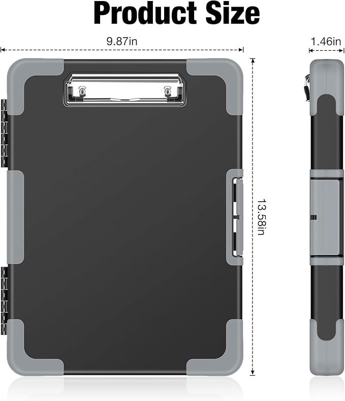Sooez Toughest Clipboard with Storage, Internal Pen Pouch Included, Letter/ A4 Size, Shockproof Heavy Duty Plastic Clip Boards 8.5x11”, High Capacity Clipboards Box Case for Contractor Trucker Driver