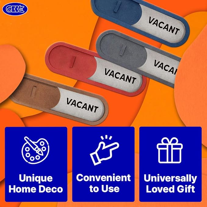 GEEKBEAR Vacant Occupied Slider Door Sign for Home Office - Premium MDF, 7.5 x 2.2 in (Red)