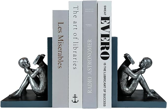 LIFFY Decorative Book Ends,Heavy Duty Non-Skid Book Stoppers for Shelves,Unique Indoor Home Decor Book Holder Ornaments for Living Room,Bedroom