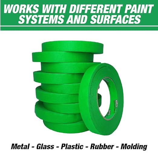 LAUCO DINOGREN High Performance Masking Tape for Car Paint, Heat & Water Resistant, Multi-Purpose Green (1.5 in (24 Rolls))