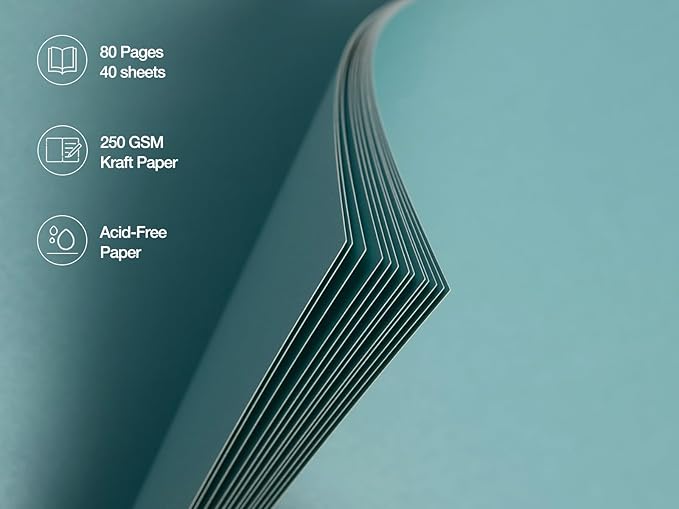 potricher 8 x 8 Inch DIY Scrapbook Photo Album 80 Pages Thick Kraft Blank Blue Paper Memory Book for Wedding and Anniversary Family (Blue, 8 Inch)