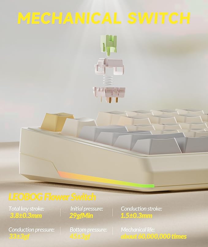 KI99 Pro 96% Wireless Mechanical Gaming Keyboard, Creamy Keyboard with Number Pad, Hot-Swappable Pre-Lubed Switches, Gasket Structure RGB Keyboards for Gamer/PC/Laptop(Beige White)