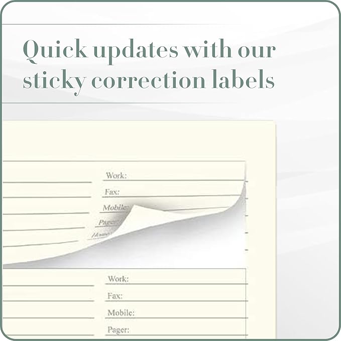 Gallery Leather Address Book Correction Labels - Self-Adhesive, Sticky, 5 Sheets, 30 Sticker Records, for Easy and Clean Contact Updates