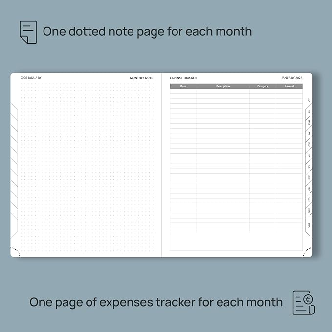 POPRUN Monthly Planner 2026-2027 (Large- 8.5" x 10.5" Soft Cover), 18-Month Calendar Book (Jan.2026 - Jun. 2027), Calendar Planner with Monthly Tabs & Pocket, 100 GSM Paper - Pink