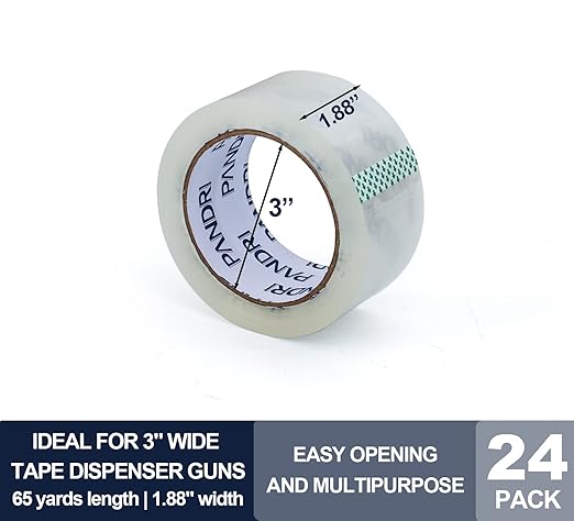 PANDRI Clear Packing Tape, 24 Rolls Heavy Duty Packaging Tape for Shipping Packaging Moving Sealing, 1.88 inches Wide, 65 Yards Per Roll, Total 1560 Yards