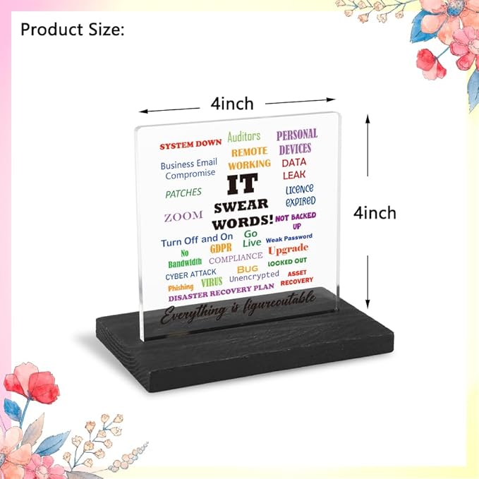 Motivational Office Gifts for Programmer, Positive Affirmation Gifts for Programmer, Modern Transparent Acrylic Desk Plaque with Funny Quotes, 10 x 10 x 1.5 cm,XXY83