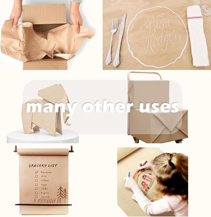 PerkHomy 24" x 2,400" (200') Light Blue Kraft Paper Roll for Craft Bulletin Board Paper Art Table Covering Crafting Gift Wrapping Bouquet Packing Parcel 80GSM 55LB (Light Blue, 24" x 200')