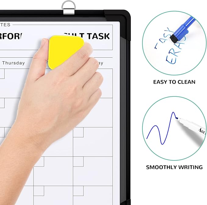 Small Monthly Calendar Dry Erase Whiteboard for Wall, 16in x 12in Magnetic Dry Erase Board, Hanging Double-Sided White Board, Portable Board for Drawing, Kitchen, Planning, Memo, School, Home, Office