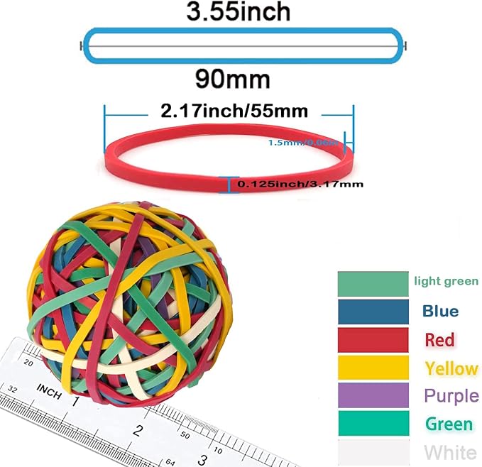 Rubber Bands Ball 2 Pack Size #32 About 300 Pcs Colors Elastic Band For Office School Home Strong Loop Office Supplies