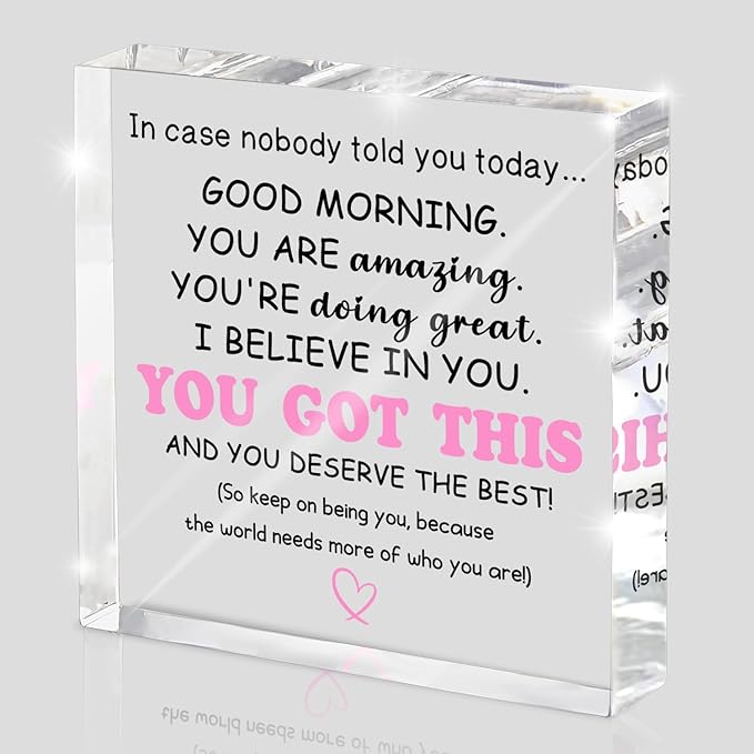 You Got This Gifts for Women - 4x4" Daily Affirmation Acrylic Sign with Uplifting Message "You Are Amazing, I Believe in You", Inspirational Desk Decor for Office, Bedroom