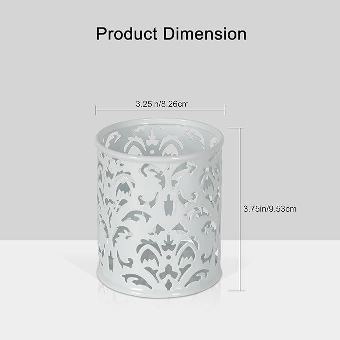 EasyPAG Metal Round Pencil Holder 2 Pack Pen Cup Holders Organizer for Desk, White