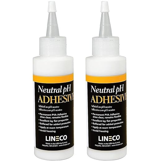 Lineco Neutral pH Liquid Adhesive, Acid-Free PVA Formula Preservation Material, Dries Quick and Clear, Water Soluble Flexible, 4 Ounces, Used for Book Binding and DIY Projects (Pack of 2)