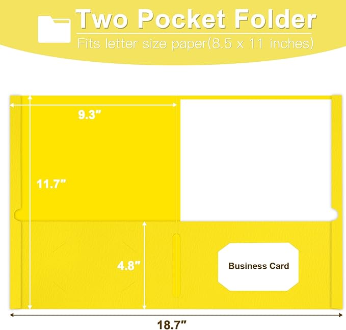 60 Pack Paper Pocket Folders, 2 Pocket Folders, Letter Size, Yellow
