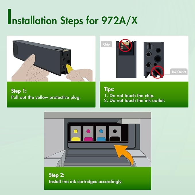 972A 972X Ink Cartridges Remanufactured Replacement for HP 972 A for HP Pagewide Pro MFP 477dw 577dw 477dn 452dn 552dn 552dw P55250dw Printer High Yield (4 Pack, Black Cyan Yellow Magenta)