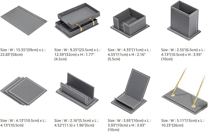 MOOGCO Bonded Set - Leather Desk Organizer - Desk Accessories - Home Office Accessories - Desk Supplies - Leather Desk Set