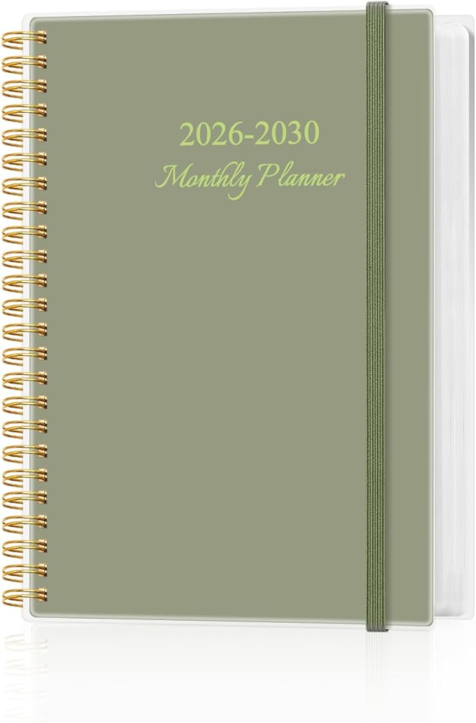 2026-2030 Monthly Planner - 60 Month PLanner Calendar from January 2026 to December 2030, 5 Year Planner 2026-2030 with Flexible Cover, Inner Pocket, Perfect for Home | School | Office, 5.8" x 8.5", Green