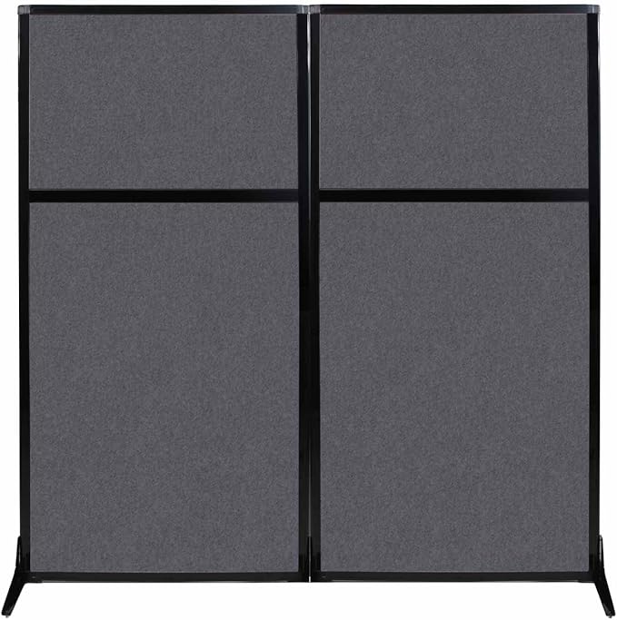Versare Office Workstation Screen | Portable Wall Divider | Modern Cubicle | Freestanding Privacy Screen | Flexible Work Space | 2 Panels | 66" Wide x 70" Tall Dark Gray SoundSorb Panels