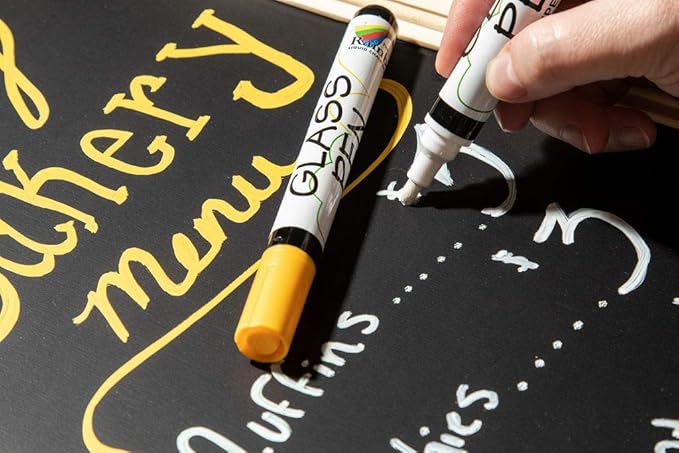 Glass Pen Window Marker: Liquid Chalk Pens for Glass, Whiteboard Markers with Washable Paint - Graduation, Car Windows, Mirror Pen, Storefront, Wedding, Parade, Party & Holiday (Yellow, Fine Tip)